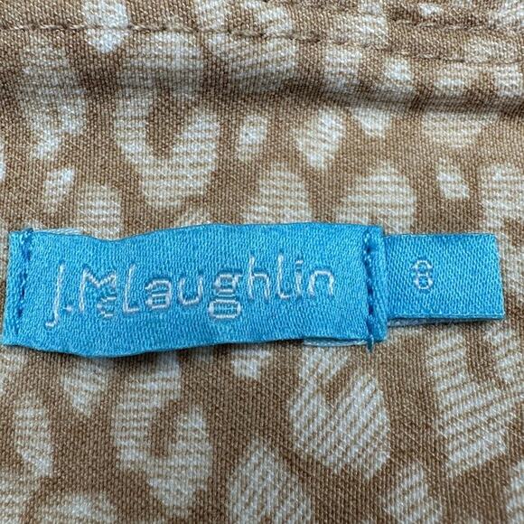 J Mclaughlin Pants Womens 8 Tan Ivy Crop Pullon Flare Animal Print Preppy Career - Picture 6 of 12